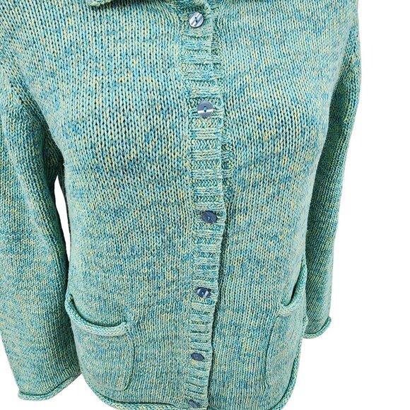 Orvis Vintage Womens Turquoise Button-Down Cardigan Sweater with Pockets M - Picture 5 of 9